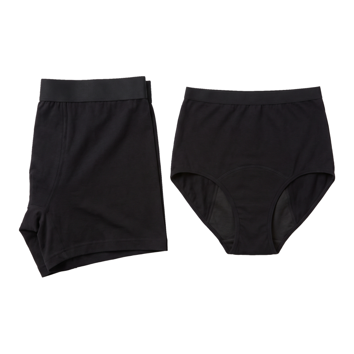 Ropa interior antifugas negra para hombre (boxer) y mujer (braguita)
