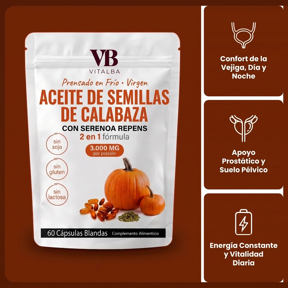 Aceite de Semillas de Calabaza Cápsulas Blandas